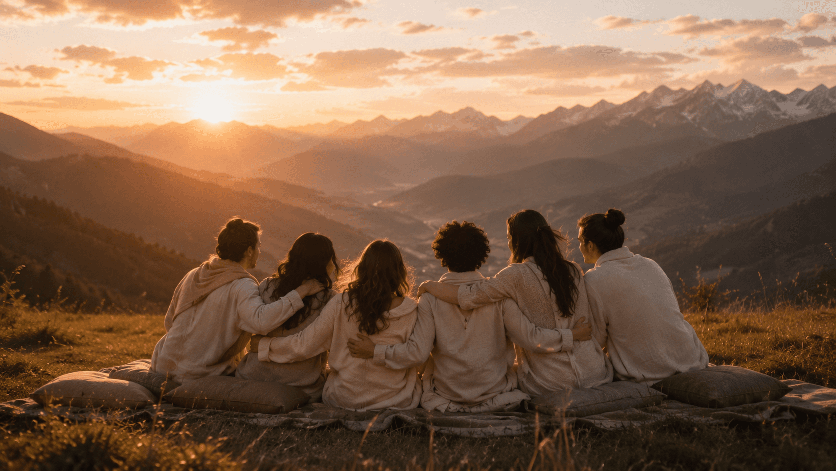 Friends gathering for a warm Jiev evening